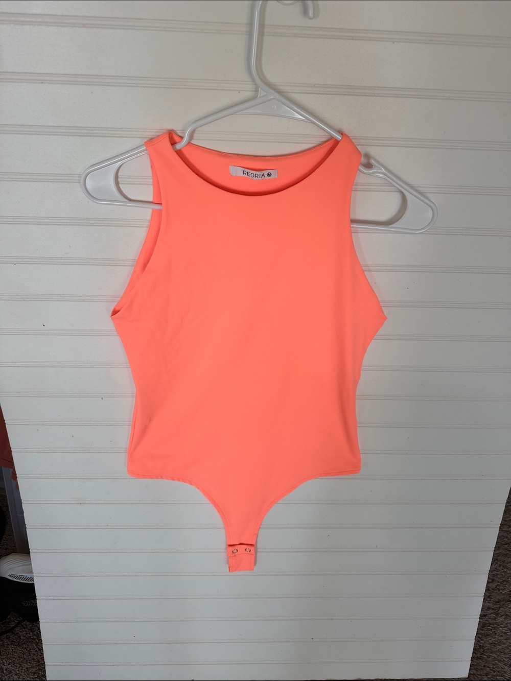ReoRia Bright Coral High-Neck Sleeveless Bodysuit